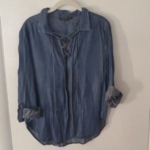Denim tie blouse
